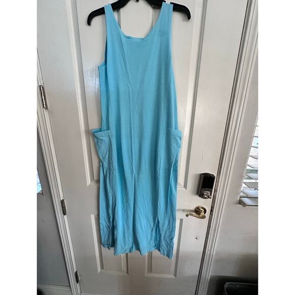 Fresh Produce Women's Blue Side Pockets Scoop Neck Midi Dress Size Small - Picture 9 of 9